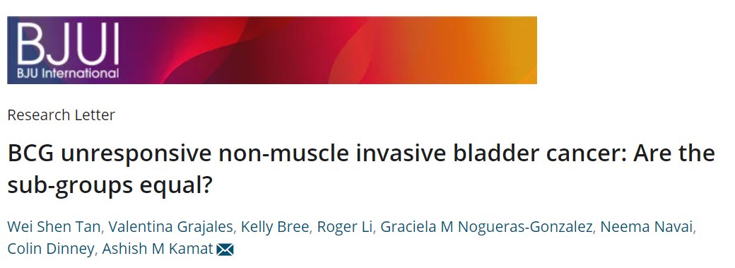 Is there any differences between BCG unresponsive relapsing &amp; refractory NMIBC?

We investigated this using our <a href="/MDAndersonNews/">MD Anderson Cancer Center</a> BCG unresponsive NMIBC cohort treated with bladder sparing treatments in <a href="/BJUIjournal/">BJU International</a> 

tinyurl.com/ms4eye2r