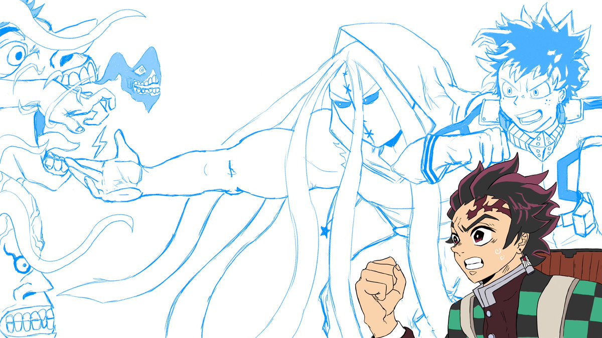A WIP I will be working on during tonight's livestream. #art #mangaart #animeart #artist #DemonSlayer #MyHeroAcademia #DarkZap