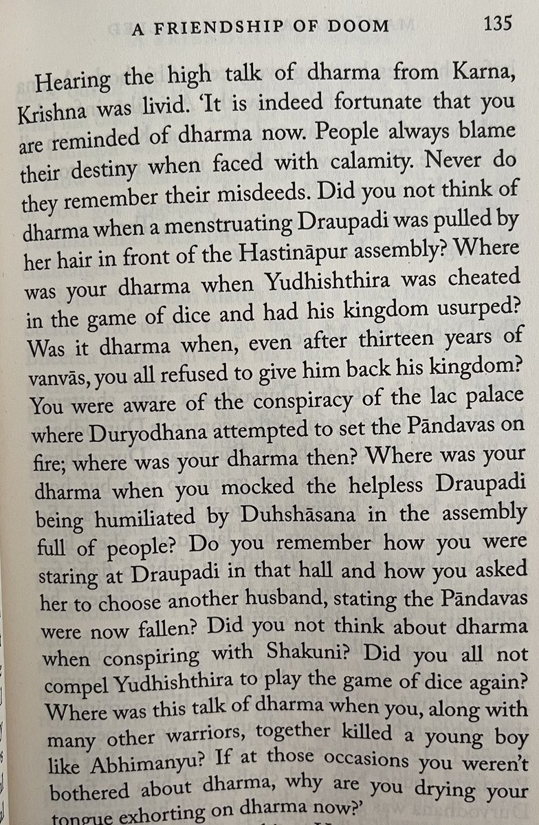 “Omg arjuna is such a bad person for killing karna at his weakest 😡😡”