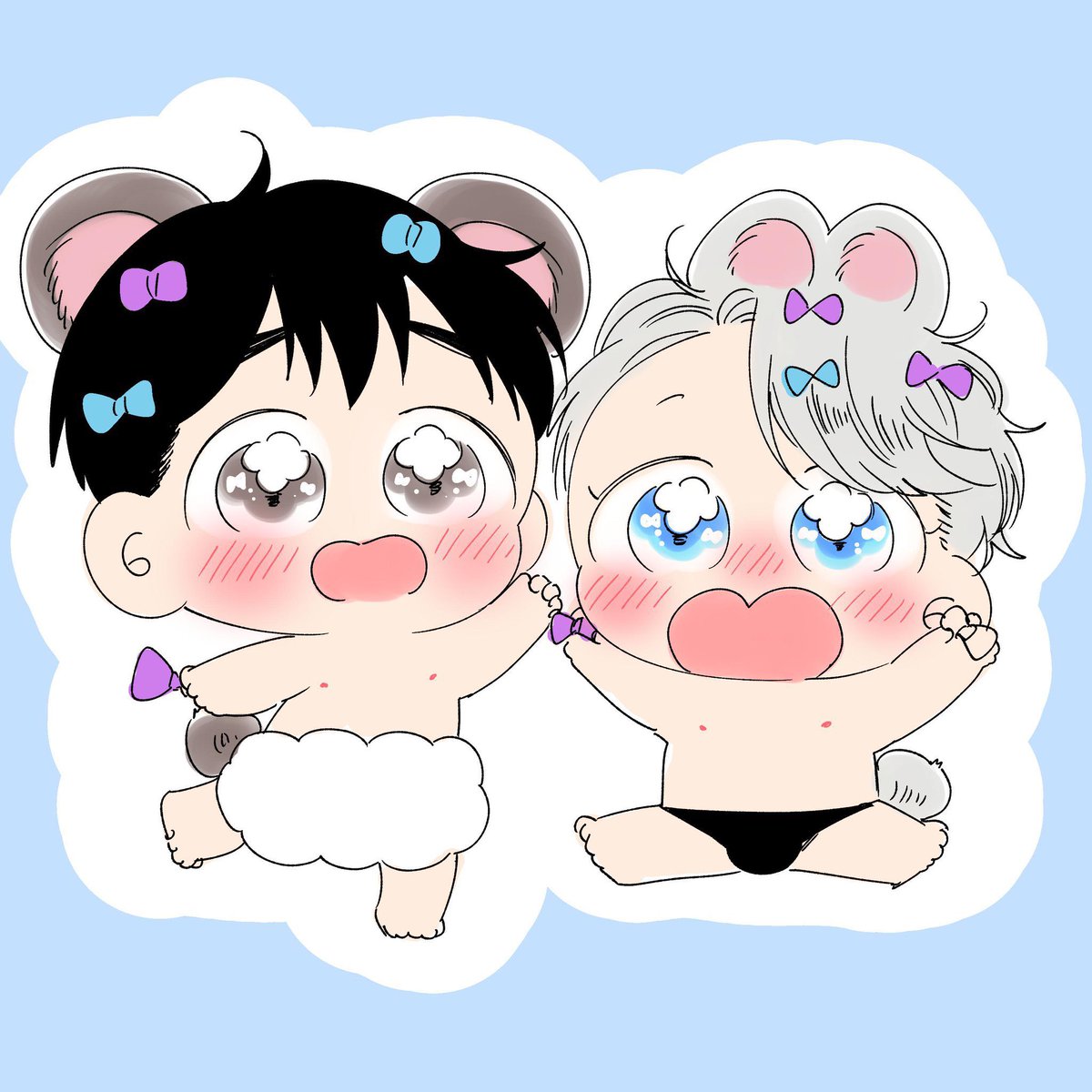 勝生勇利 ,ヴィクトル・ニキフォロフ 「くせっ毛アレンジちゃん」|🍣のイラスト