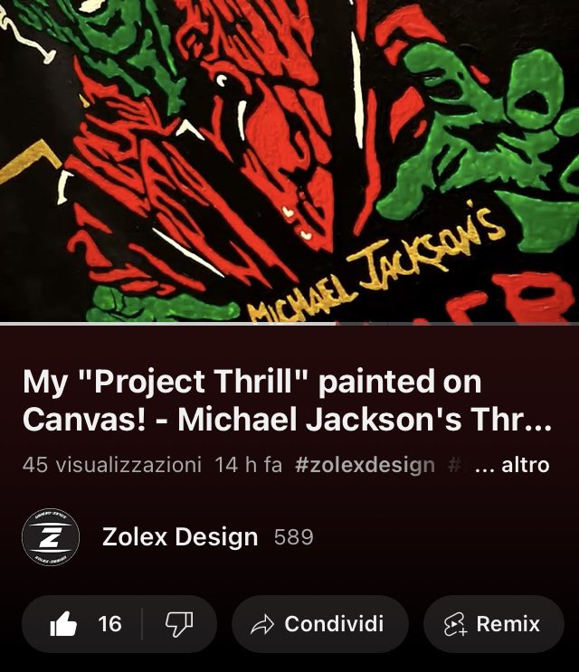 Zolex_Design's tweet photo. Have you already seen my new video where I paint the tribute to Michael Jackson's Thriller40?

https://t.co/e6dEx0a9LM

#mjfam #thriller #Thriller40 #zolexdesign #hotstreet #canvas   #quadro #KingOfPop #MichaelJackson #art https://t.co/NGdHAO9EqM