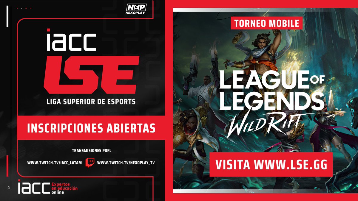 Nexoplay_tv's tweet image. ¡Inscríbete en la LSE de LOL: Wildrift ! 🎮💰
$5000 dólares a repartir. Demuestra tu habilidad en el torneo más emocionante. ¡No te lo pierdas! 

Inscripciones abiertas en: battlefy.com/lse-2023/lse-s… o LSE.GG. 

#LSE #LOLWildrift #Esports #NexoPlay #Gaming
