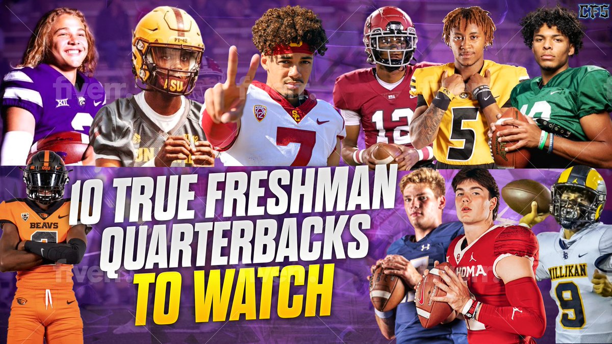 🏈👀 These 10 true freshman quarterbacks are ready to make their mark on college football this season!
Who will shine bright?👀 🏈 
Drop your predictions in the comments below!

🔥 #FreshmanQBContenders 🔥 
#CollegeFootball
#FantasyFootball
#collegefantasyfootball
#Campus2Canton