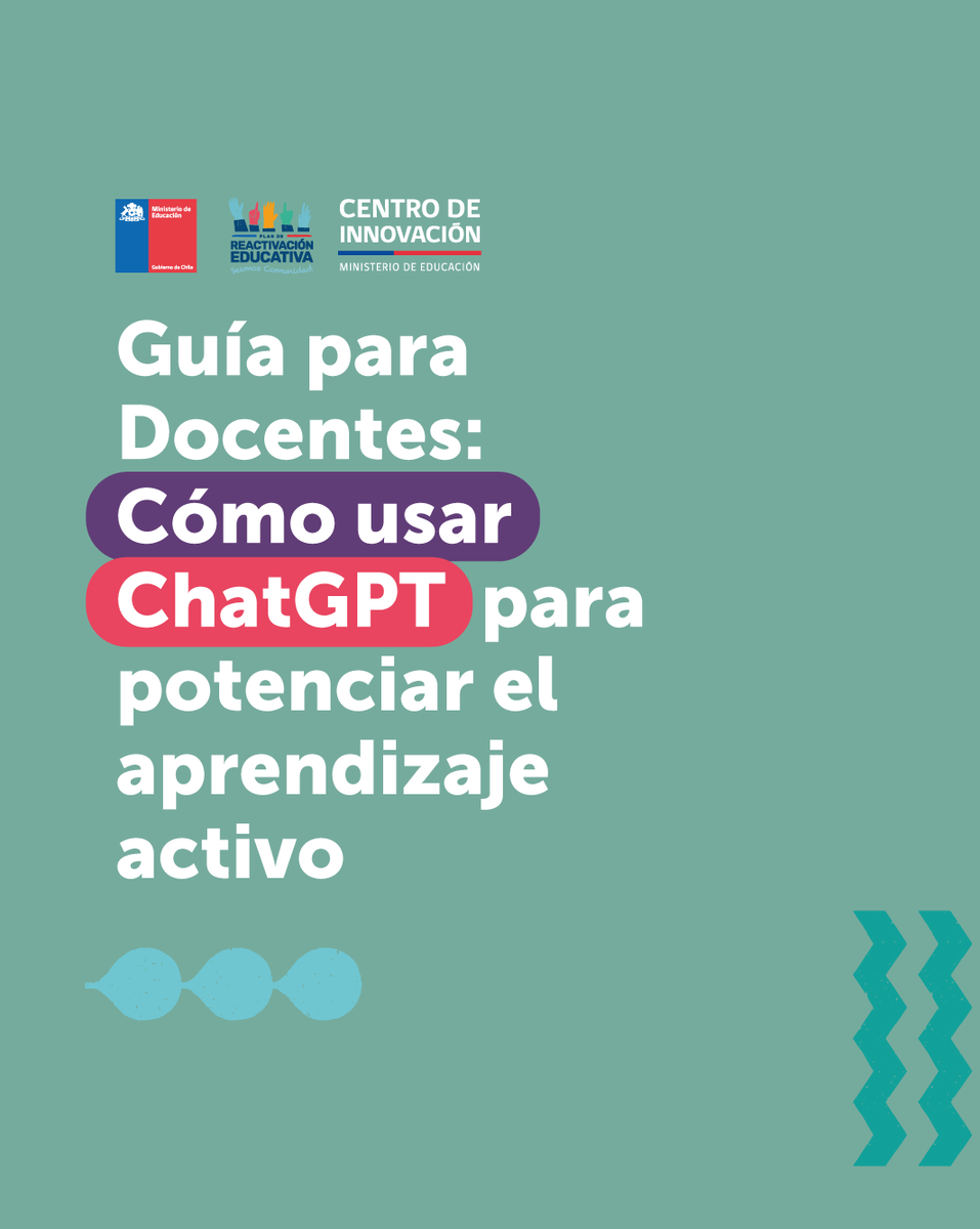 👏🤖📢 Hoy lanzamos la primera guía práctica sobre cómo aprovechar Chat GPT para potenciar el aprendizaje activo. Creemos que puede ser una gran herramienta para fomentar la creatividad, el pensamiento crítico y la metacognición de los y las estudiantes (continúa 🧵)