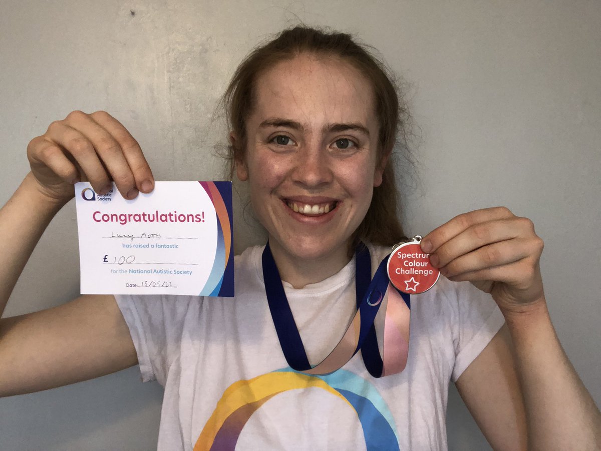 Lucy_Moon_292's tweet photo. My medal I and certificate I got for completing my #spectrumcolourchallenge from #autismacceptanceweek2023 with @Autism. I may not have reached my target but I had lots of fun doing it, and all in aid of a good cause 😊❤️🎭
#selftapes #performing #actresslife #autisticactress https://t.co/zoRUcIviPh