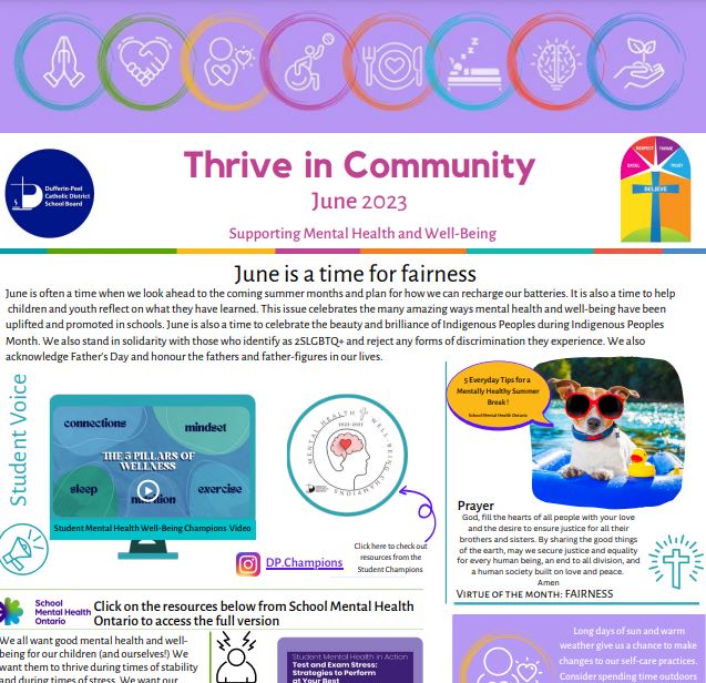 📢The <a href="/DPwellness4all/">DPwellness4all</a> June THRIVE Community Newsletter is out! This month we celebrate highlights from Mental Health Week plus support for students and parents with exam stress, transitions and more! ➡Click here www3.dpcdsb.org/Documents/Thri…