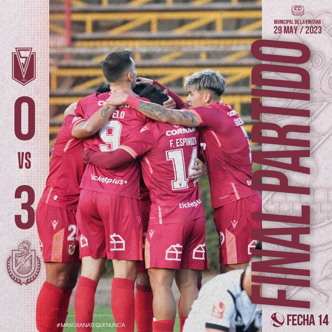 𝐓𝐑𝐈𝐔𝐍𝐅𝐎 𝐄𝐍 𝐋𝐀 𝐏𝐈𝐍𝐓𝐀𝐍𝐀 𝐏𝐀𝐑𝐀 𝐒𝐄𝐆𝐔𝐈𝐑 𝐌Á𝐒 𝐏𝐔𝐍𝐓𝐄𝐑𝐎𝐒 𝐐𝐔𝐄 𝐍𝐔𝐍𝐂𝐀 🏰

Con goles de Juan Sánchez Sotelo, Gonzalo Reyes y Ethan Espinoza derrotamos por tres goles a cero a Santiago Morning y somos MÁS PUNTEROS QUE NUNCA 😮‍💨

#MásGranateQueNunca🇱🇻