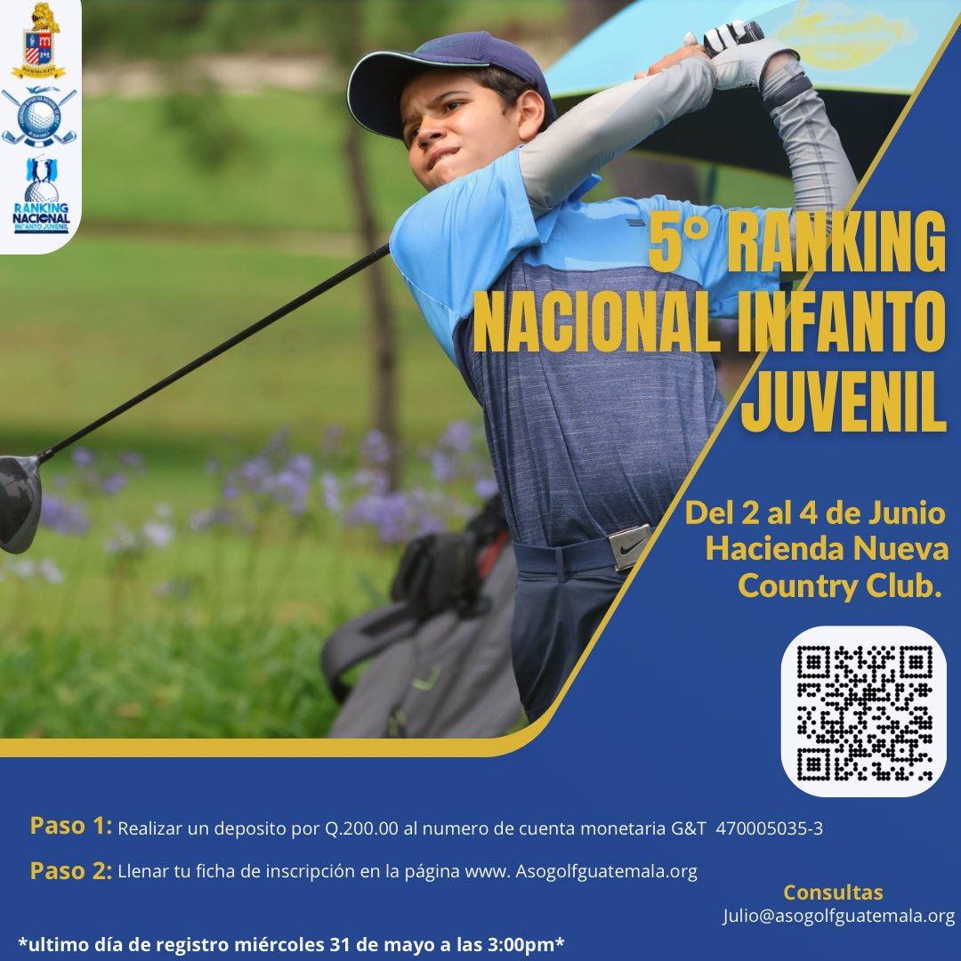 Ven y forma parte de nuestro 5° Ranking Infanto Juvenil.

#somosasogolf #todossomosasogolf