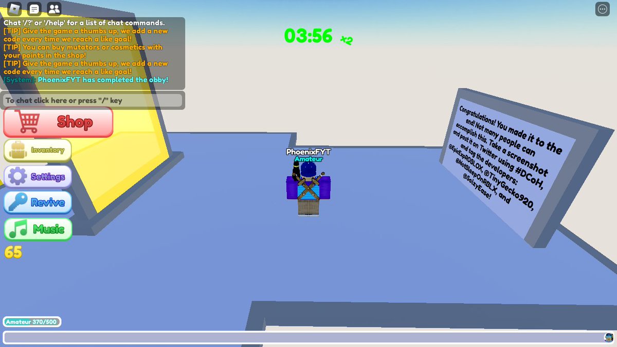 PhoenixFOnYT's tweet photo. Ay I beat it
#DCoH @EpicExpROBLOX @TinyGecko920 @NotBleepOnRBLX @solzyease https://t.co/dkAQSW4O31