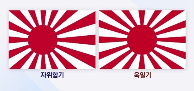 이순신 장군께서 왜적을 향해 가실 때 걸었던 수자기에 칠한 색에서 태극기를 느끼듯, 조금 비틀었다고 전범 욱일기와 다르다는 변명을 한국 국방부가 하고 있으니 이순신 장군께서 통탄하실 일이다. 군인이 의분이 꺾이면 싸우기 전에 패배한 것이다. 전범기 단 왜놈배의 입항에 피가 거꾸로 솟는다.