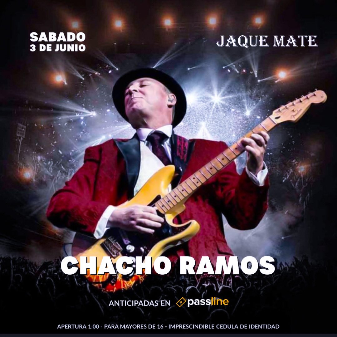 Retweet y participas en el sorteo de entradas para este sábado 3 de junio en #JaqueMate con #ChachoRamos en vivo
Anticipadas acá 👉 passline.com/eventos/chacho…
