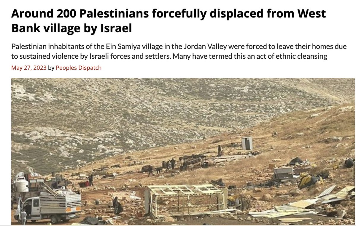 In Palestine, if you drop out of the news cycle for 24 hours, you'll miss insane stories like this one. 

That's why the Nakba is not a historical event, it's ongoing. 700K Palestinian refugees in 1948, at least 200 on 27 May 2023.

How many tomorrow?
peoplesdispatch.org/2023/05/27/aro…