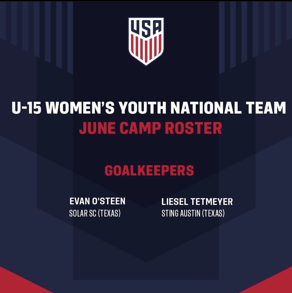 LieselTetmeyer's tweet photo. So grateful and excited to be heading to Europe with the U15 WYNT this upcoming week! @usynt #usa #u15
@stingatx_2008
#ecnlgirls #ecnltexasconference
@ECNLgirls
@PrepSoccer
@ImCollegeSoccer
@TopDrawerSoccer
@stingsoccer @stingaustin https://t.co/DFI9KUacph