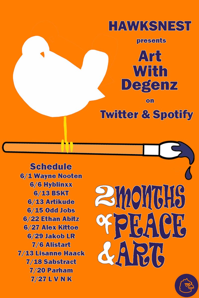 Hawksnest.sol (@hawksnest_sol) on Twitter photo Art with Degenz Season 2 kicks off this Thursday with <a href="/WayneNooten/">Sir Wayne Nooten</a>.
Set your reminders for the first seven spaces below.
We will continue to add episodes, but below is the core group of episodes scheduled leading into Season 2. Art with Degenz Season 2 kicks off this Thursday with <a href="/WayneNooten/">Sir Wayne Nooten</a>.
Set your reminders for the first seven spaces below.
We will continue to add episodes, but below is the core group of episodes scheduled leading into Season 2.