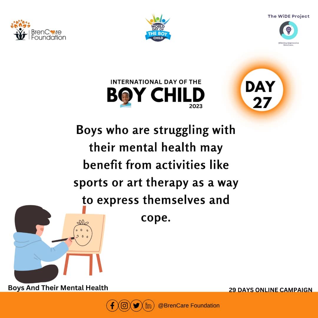 Support boys to participate in sports and art
#Boysmentalhealth
#mentalhealthmatters
#mentalhealthawareness
#Seeksupport
⁦@brencare_f⁩