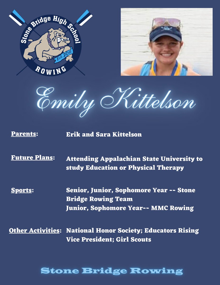 Class of ’23 seniors – It's the last of our Stone Bridge Rowing Senior Profiles!
Congratulations to these athletes and best of luck in their future endeavors!