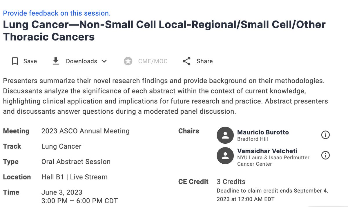 #ASCO23 @ASCO 
Oral Session on #NSCLC 
with a focus on #SCLC, #Mesothelioma and 
#Early Stage Disease
Sat, 6/3, Hall B1
@VamsiVelcheti @BurottoMauricio 
@OncoAlert @HemOncToday