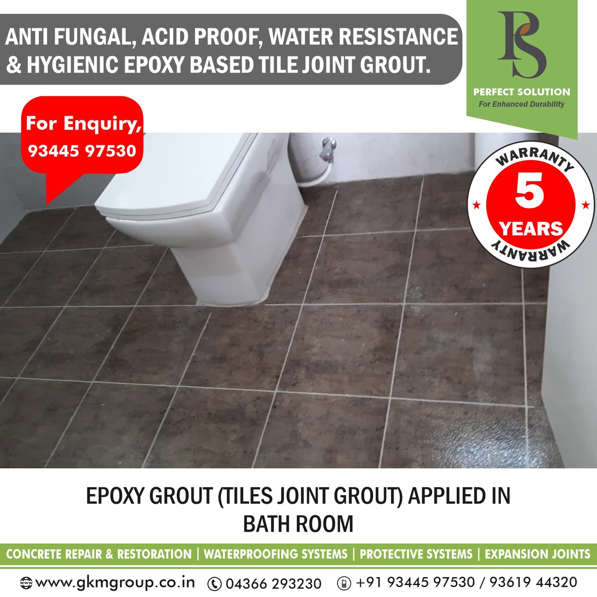 psconchem's tweet photo. Epoxy Grout (Tiles Joint Grout) Applied in Bath Room to prevent water leakage issue.

Contact us: 93445 97530

#antifungal #acidproof #waterresistance #epoxy #epoxygrout #tilejoingrout #perfectsolution https://t.co/qLs0qPC35j