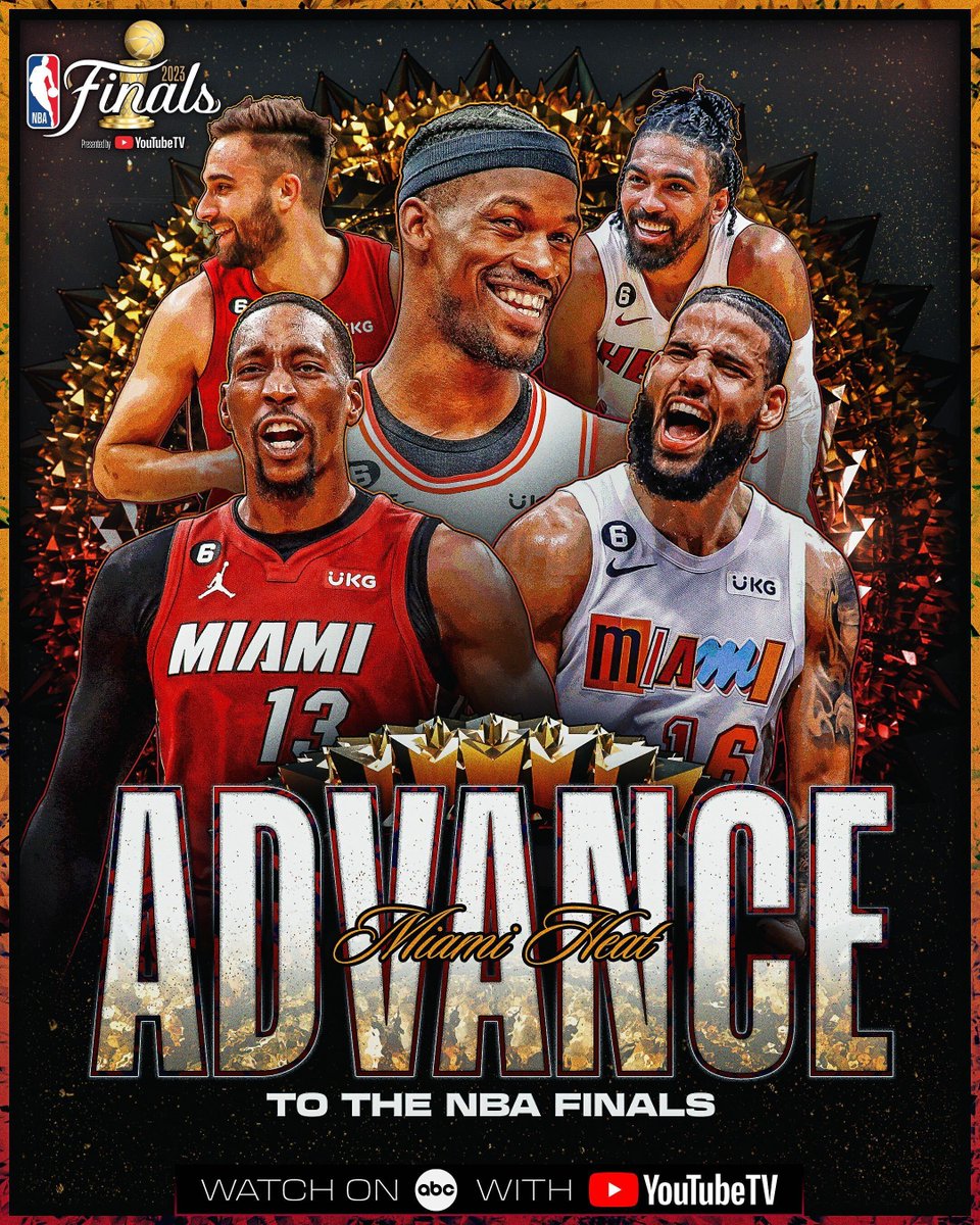 The <a href="/MiamiHEAT/">Miami HEAT</a> advance to the #NBAFinals presented by <a href="/YouTubeTV/">YouTube TV</a> 👏

Game 1: Thursday, 6/1 at 8:30 PM ET on ABC!