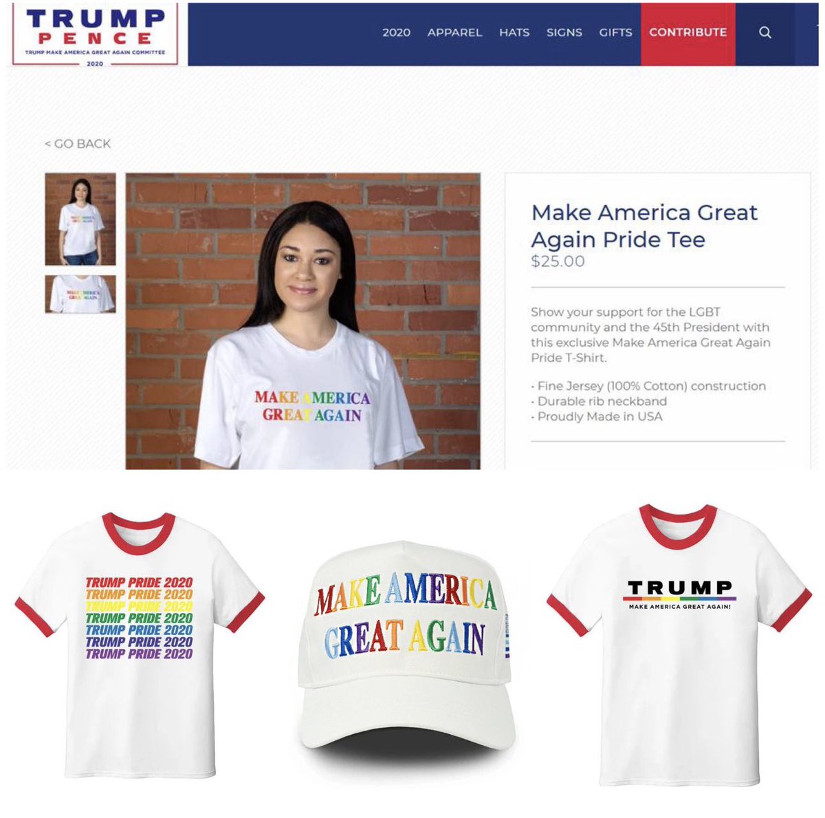 Hey Republicans, 

Why didn’t you care when Donald Trump sold pride merch? You claim Target and other brands with pride collections are “targeting kids” and are “satanic” but your cult leader did it and you had no problem with it. 

Republicans are a bunch of hypocrites. It was…