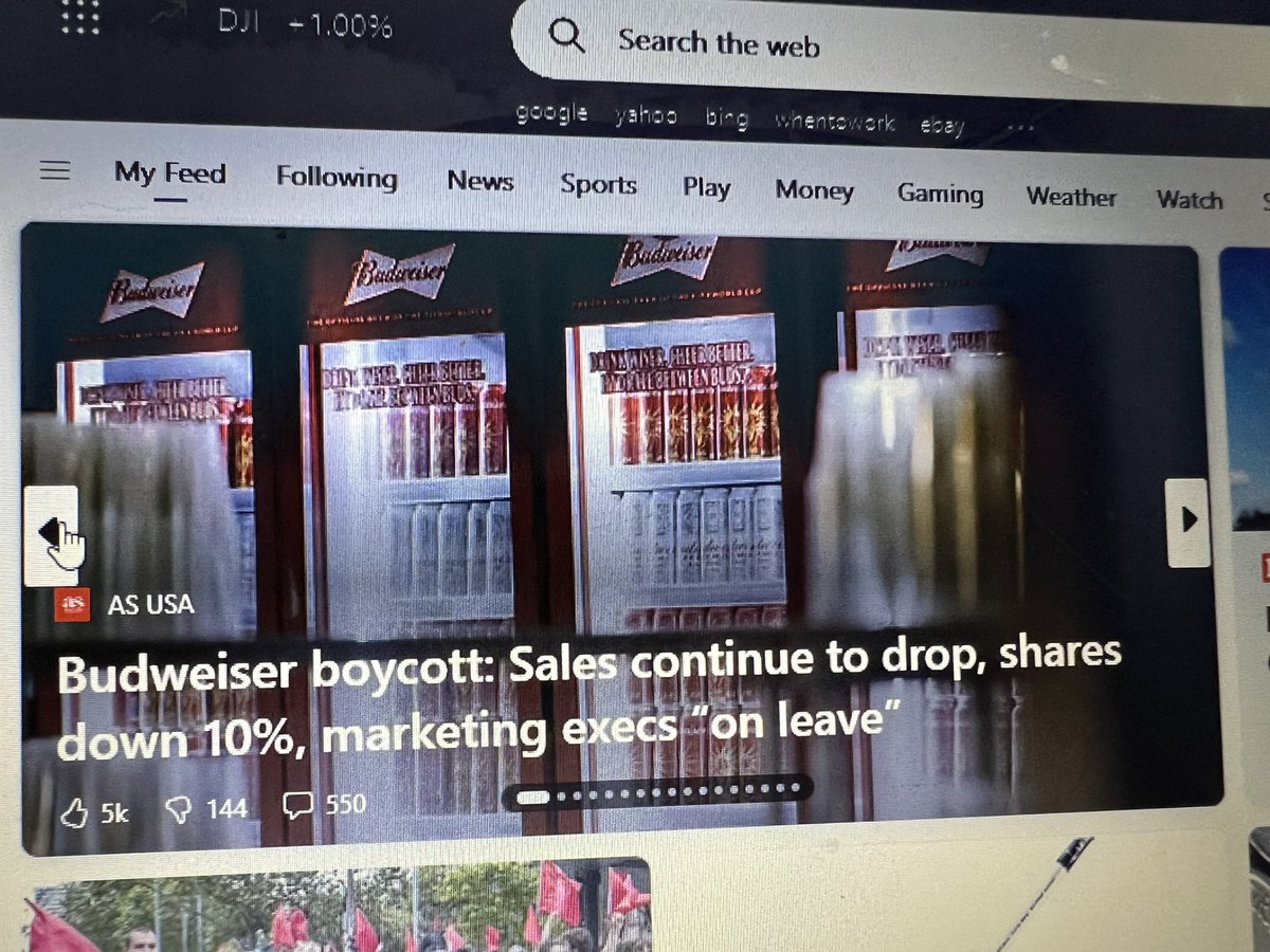 @magicgirlgol Budweiser Boycott shattering Anheuser-Busch. Share values dropping. Marketing Executives gone. Everyone avoiding WOKE BUD LIGHT like the plague. Also Boycott DISNEY for same Woke Reason. Share.