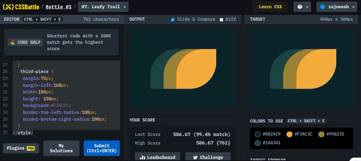 xrajneeshdojo's tweet photo. #learninpublic
@kunalstwt
Day 47 of #100DaysOfCode
->Today I solved one more problem in CSS Battle's.
->#7challenge completed and the source code uploaded on my Github.
->Link: https://t.co/fqjrz4Yelw https://t.co/UNAiq4YMRt