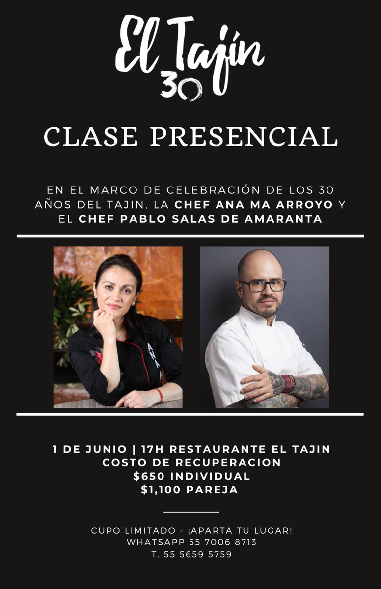 #SaveTheDate Culpables, porque se viene un glorioso match entre <a href="/ChefAnaArroyo/">Ana María Arroyo</a>
Y <a href="/Pablo_SalasC/">Pablo Salas</a> en <a href="/tajinrestaurant/">El Tajin Restaurante</a>