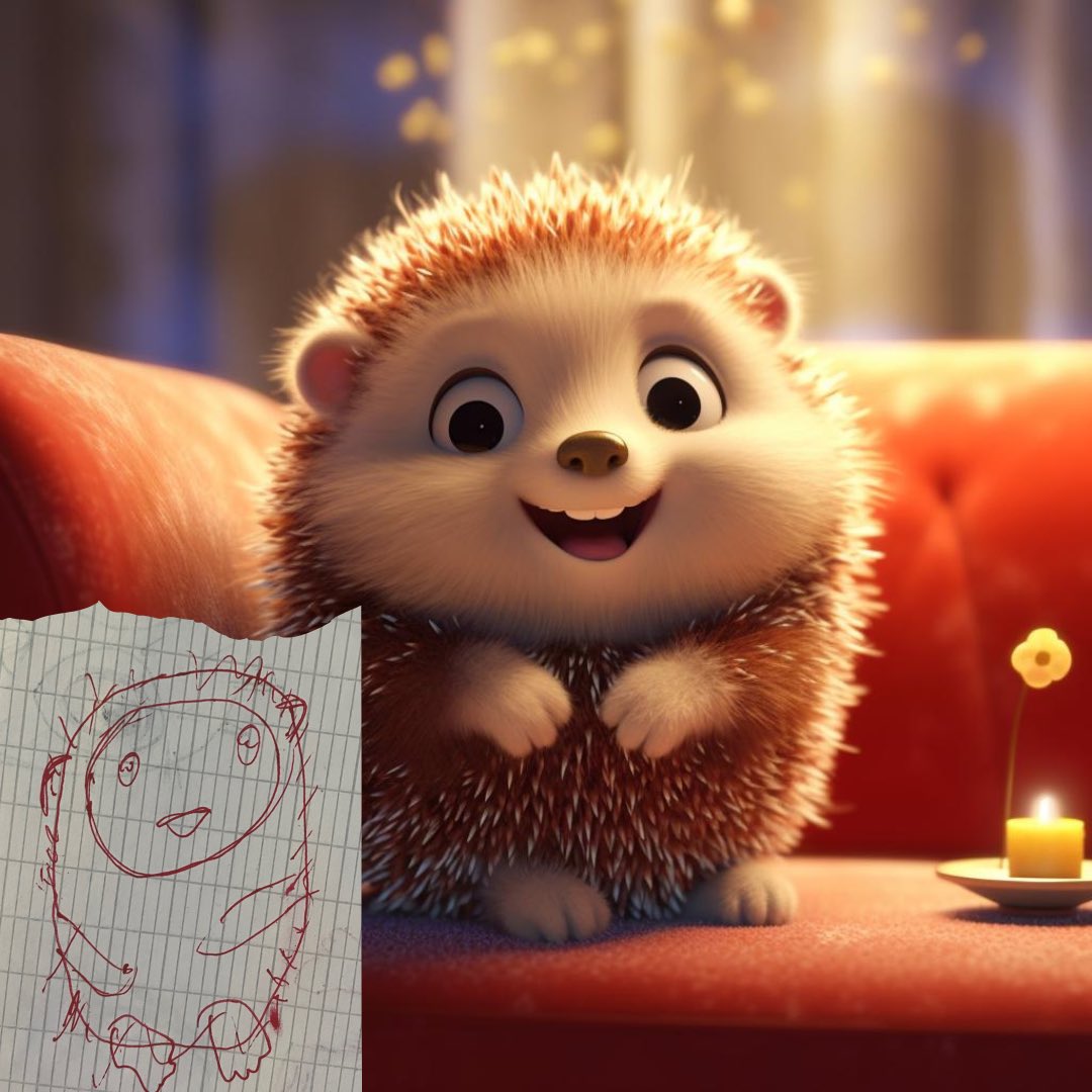 Spikes and chill! 🛋️ When the Hedgehog gets cozy 🦔😎 Love this drawing by Mira! #ministudioai #animalsart #hedgehog

#midjourney #dalle #digitalart #IA #cute #adorable #pixar #disney #digitalai #aigenerate #animacion

#monsteruniversity #sulley #mikewazowski #sulleyandmike #boo