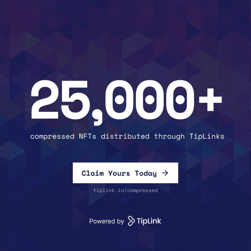 Click a button and get an NFT. Thank you compression.

Make sure to try it out, live now!
↪️tiplink.io/compressed