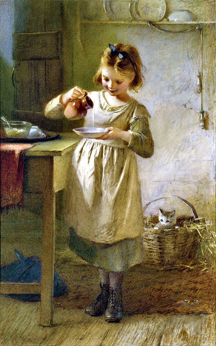 Claude Joseph Bail (French, 1862-1921) - 'Kitty's Breakfast'