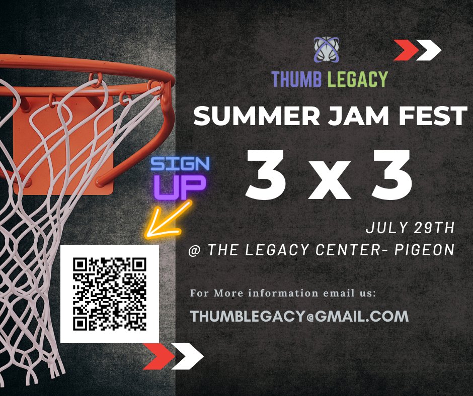 carnold512's tweet photo. Lot's of awesome basketball opportunities coming to the thumb this summer. Don't miss out on our 3x3 tournament in July. https://t.co/rMiCgRIxXY