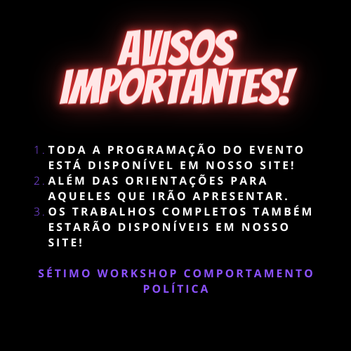 Sétimo Workshop Sobre Comportamento Político tweet media