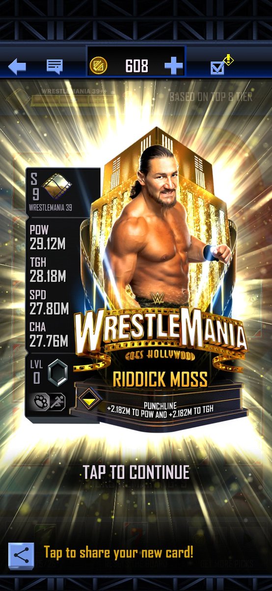 Is it?
Can it be?
IT IS!
IT'S MOSS TIME.... again?
@SUPERZOMGBBQ

My final WM39 pull is Mr. Moss #WWESuperCard