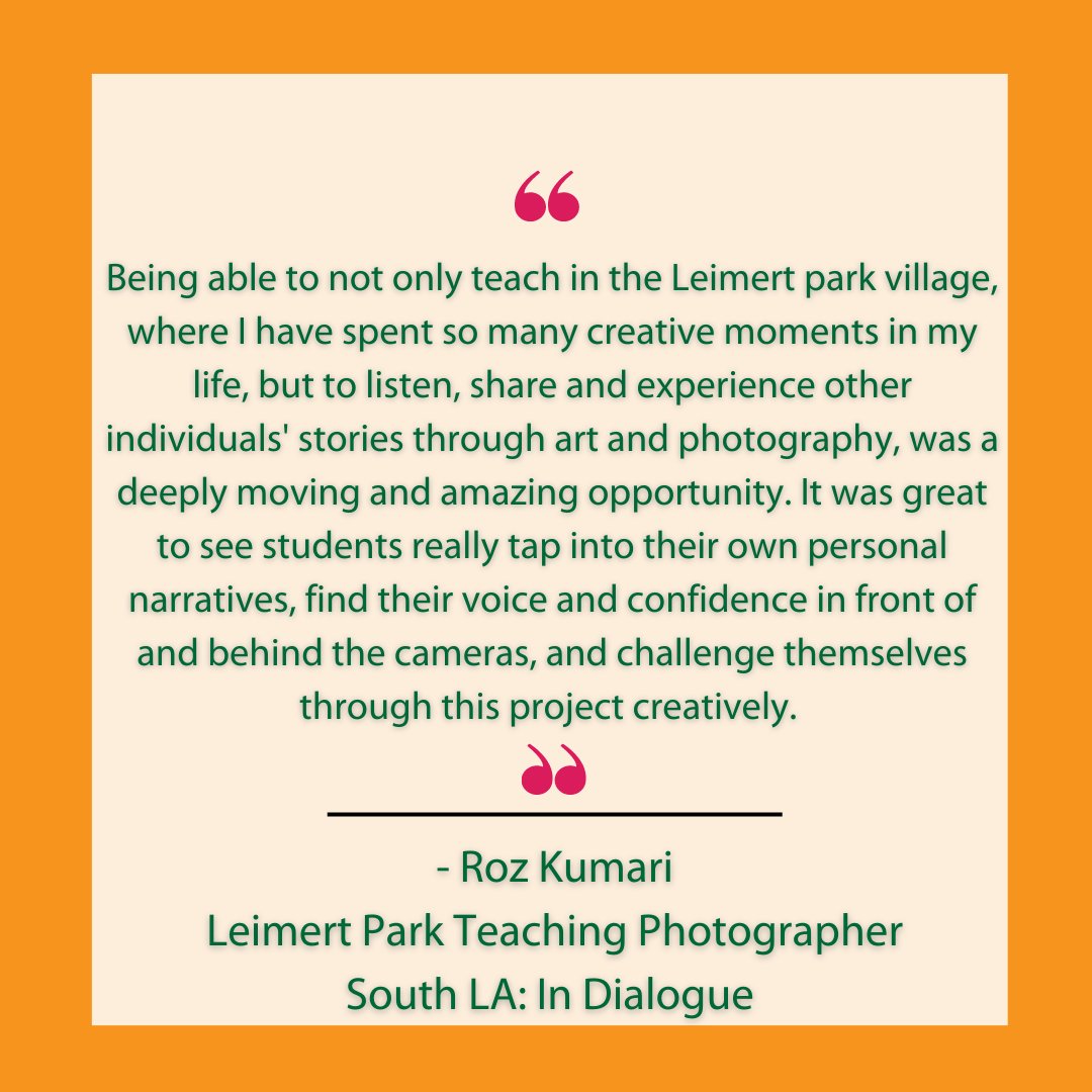 #ArtistSpotlight - Meet Roz Kumari, one of our teaching photographers for South LA: In Dialogue at our Leimert Park site! Join us on June 3rd for our grand opening of LA: In Dialogue at Band of Vices! Register here: tinyurl.com/LainDialogue