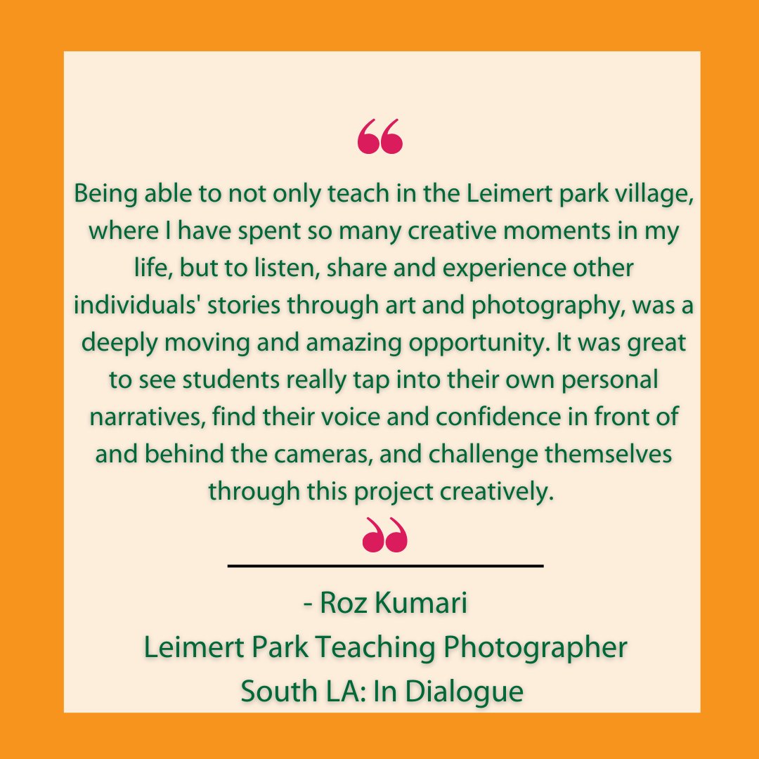#ArtistSpotlight - Meet Roz Kumari, one of our teaching photographers for South LA: In Dialogue at our Leimert Park site!

Join us on June 3rd for our grand opening of LA: In Dialogue at Band of Vices!
Register here: tinyurl.com/LainDialogue