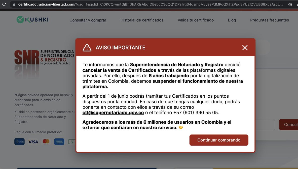 ByViral24's tweet photo. 🇨🇴ATENCIÓN.  El gobierno de @petrogustavo decide cancelar la venta de certificados digitales de la superintendencia de Notaría y registró, desde ahora ya no se podrá solicitar certificados como el de tradición y libertad entre otros. HACER FILA 

Un retroceso en la era digital https://t.co/LilIkp5qqz