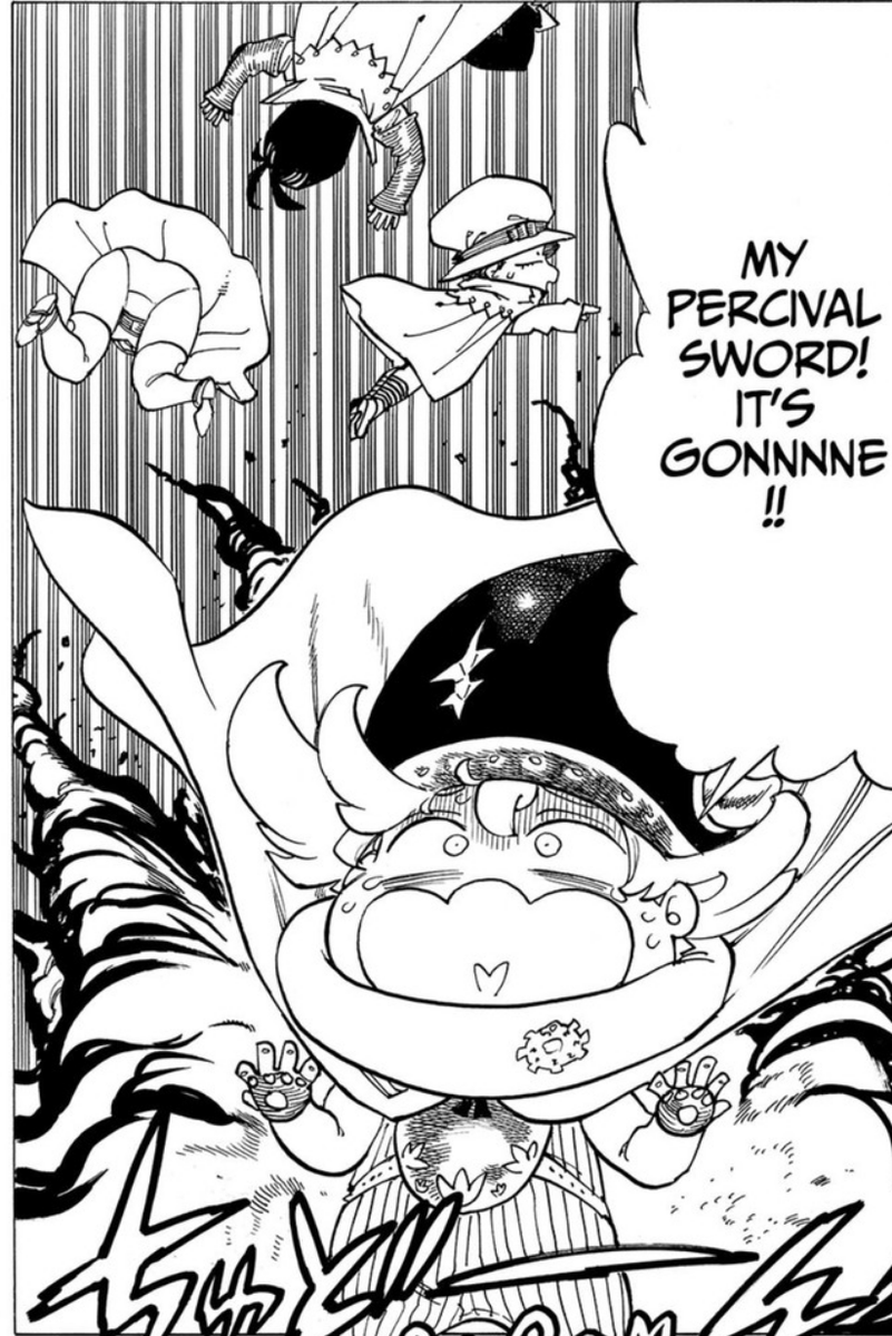Trijosh1's tweet photo. It was so cool of Percival meeting Zeldris and Gelda, but now he lost it?! I think that's gonna be a problem! 9/10 #SevenDeadlySins #FourKnightsOfTheApocalypse #FKOTA #4KOTA #MokushirokuNoYonkishi #MNY #Chapter105 #ADemonicWelcome https://t.co/JfhXJlaiZf