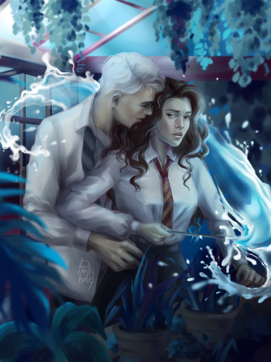 Somewhere in the Hogwarts greenhouse
#dramione #dramionefanart #fanart #HermioneGranger #DracoMalfoy