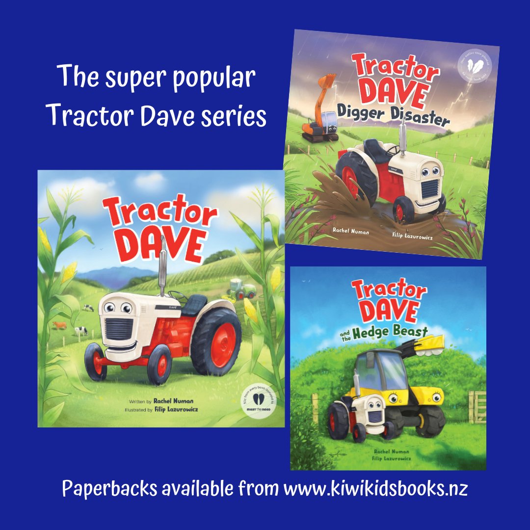 kiwikidsread's tweet photo. The Tractor Dave series of picture books have a very familiar setting for many New Zealand farming  families and are inspired by the real little tractor owned by Rachel and  her husband on their Waikato farm.
Find out more: https://t.co/XKKzmGdlXE

#nzbooks https://t.co/XSF22X5Q0b