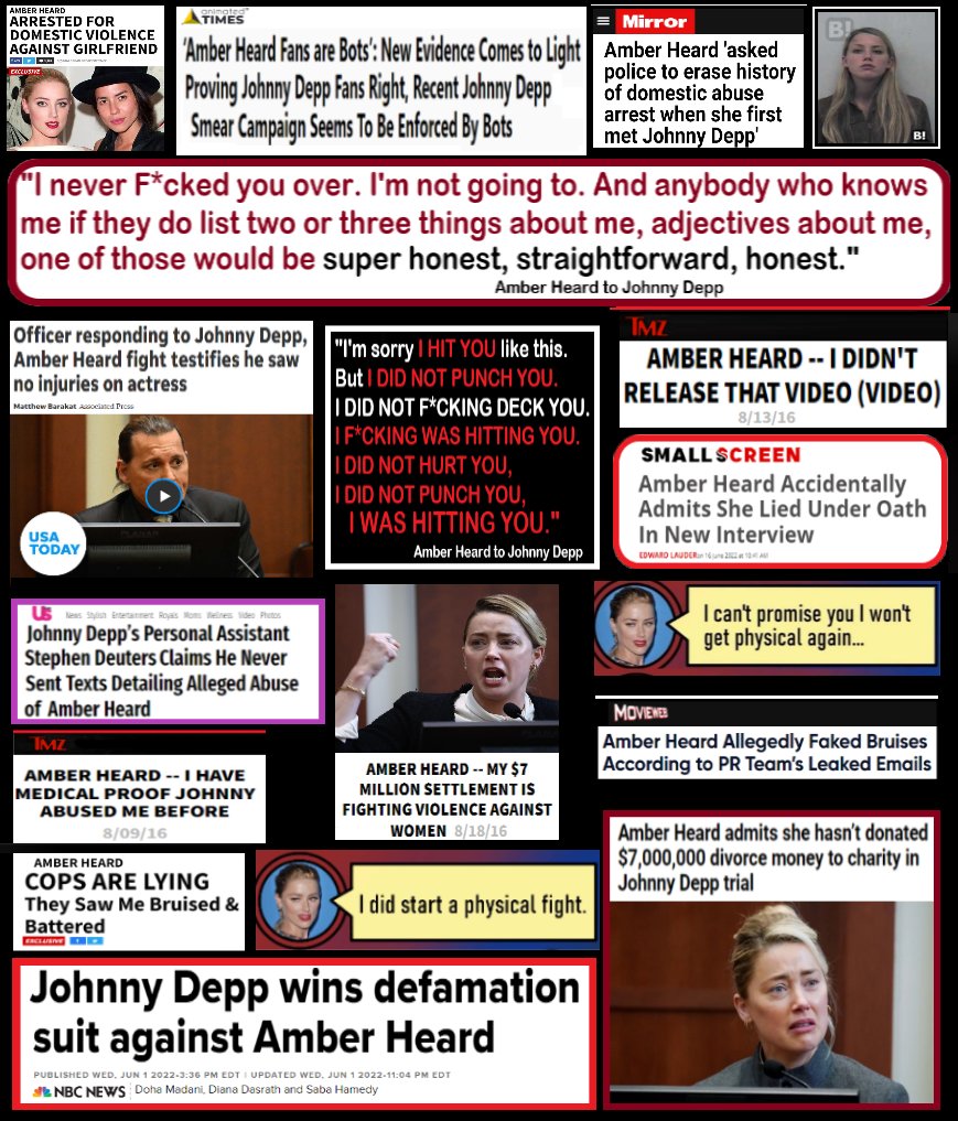 #AmberHeardIsALiar at it again-AH fed the press stories-BUT at trial AH refuses to turn over her devices-her evidence isn't verified-produced 0 MEDICAL EVIDENCE after tabloids printed that AH HAD the evidence-but she's SuPeR HonEsT! THAT'S how #JohnnyDeppWon
#AmberHeardIsAnAbuser