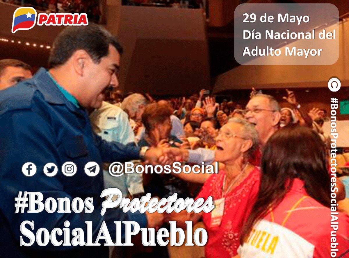 El Pdte. @NicolasMaduro: Le envío mi cariño y un abrazo a las y los adultos mayores en su día, su sabiduría y dedicación son vitales para nuestro desarrollo, ustedes cumplen un papel protagónico en el impulso de la vida política y social del país. @BonosSocial #UniónSuramericana