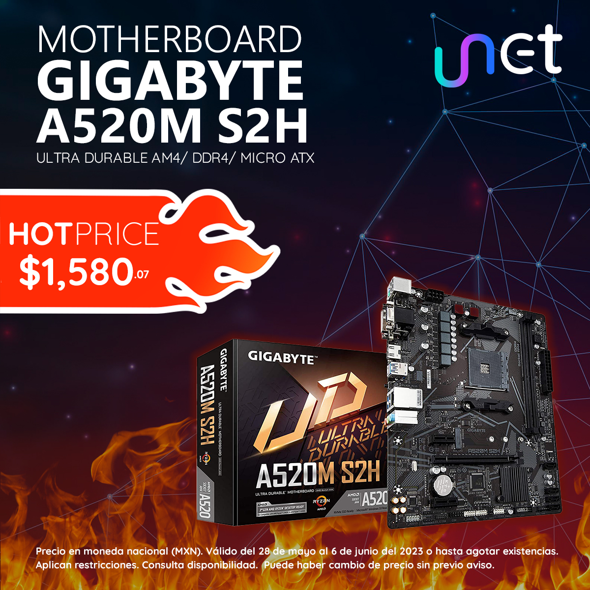 UnetStore's tweet photo. Arma tu setup con los increíbles descuentos que UNET tiene para ti en este HOT PRICE

Adquiere la MB Gigabyte A520M S2H a un increíble precio 🔥

Entra directamente a nuestro sitio web y aprovecha hoy mismo lo mejor para tu PC: https://t.co/g1Ao2ctqm8

#UNET #HotSale https://t.co/d9O4eR7j66