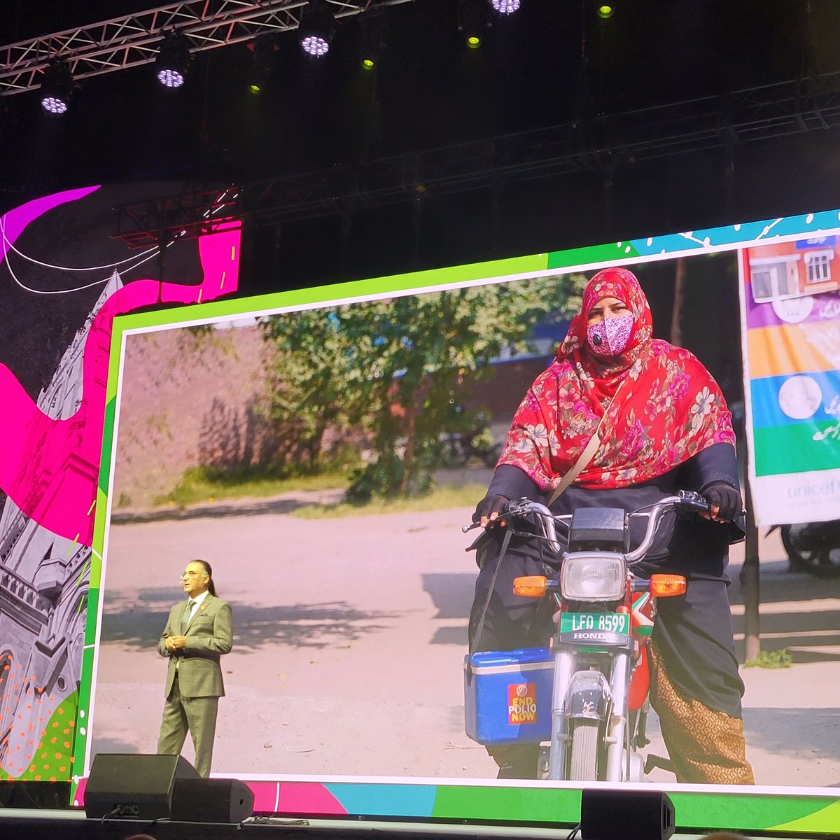 EndPolioNow's tweet image. &quot;We vaccinated 44 million children in 3 days. We have more than 370,000 frontline workers, mostly female.&quot; We are so grateful for @CoordinatorNeoc sharing the outstanding work, challenges, and hopes of the polio program in Pakistan at #Rotary23. #EndPolio