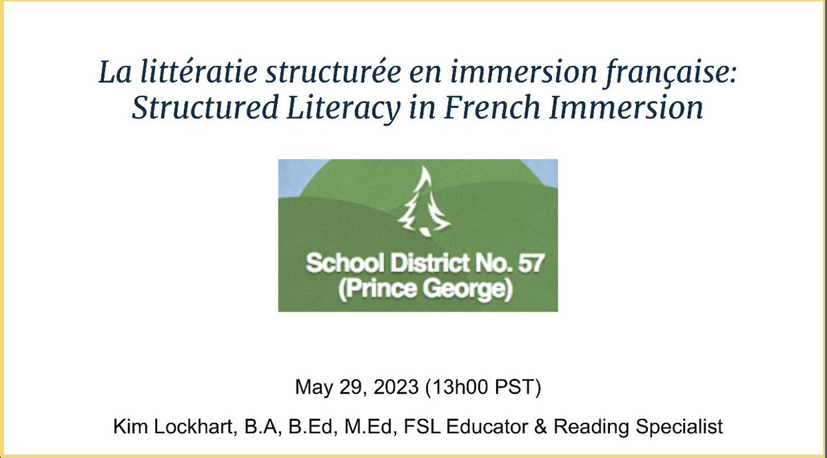Thank you Prince George School District @SD57PG for inviting me to share the reading research, instructional strategies that align with the reading research, and French resources for #FrenchImmersion teachers!

A structured literacy approach helps ensure our Ss learn to be…