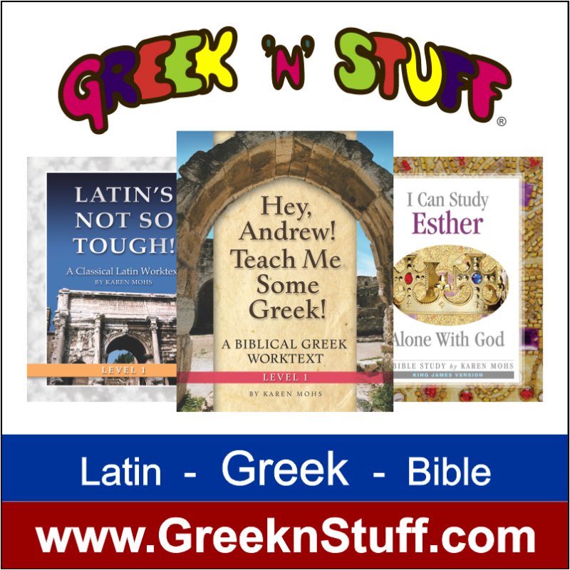 Hey, Andrew! Teach Me Some Greek! and Latin’s Not So Tough! teach language the easy way. Keep learning enjoyable with our workbook activities. Parents tell us, “This is my child’s favorite subject.” #homeschool #homeschooling #Greek #Latin #Bible greeknstuff.com