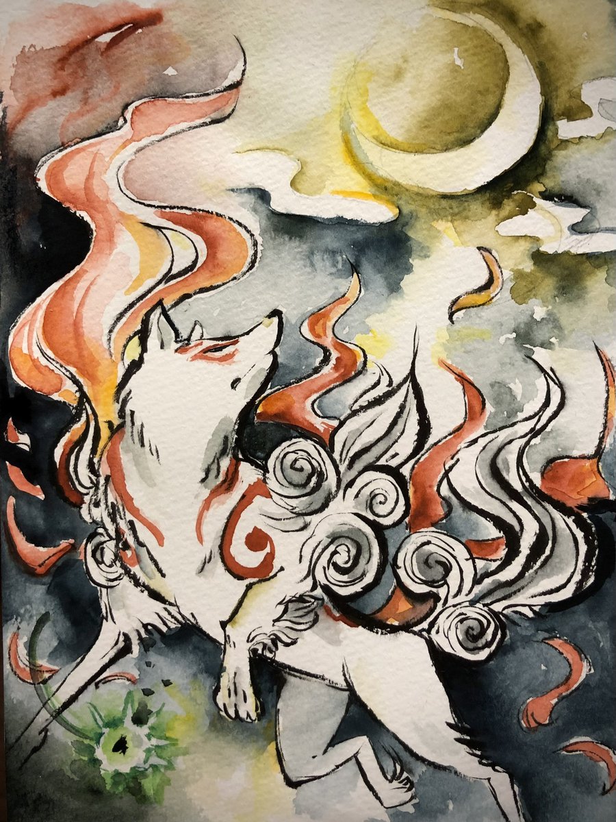 wolf no humans crescent moon moon traditional media fire animal  illustration images