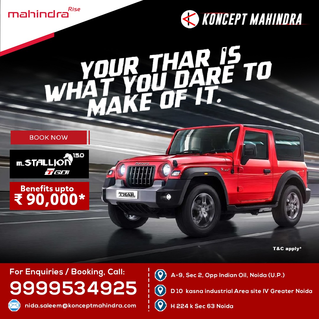 Get ready to unleash your spirit of adventure with the #MahindraThar🚘. Designed to tackle the toughest terrains and provide an exhilarating driving experience, the Thar is the ultimate companion for those who dare to explore the great outdoors.
.
👉 Book a #TestDrive now!