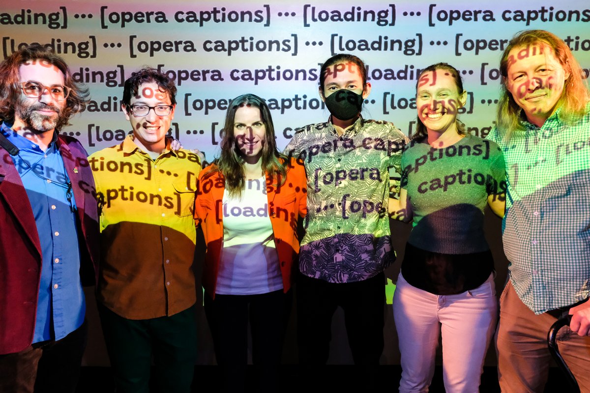 [opera captions] last Friday was a blast 💥 ! The show was sonorous-smooth as smoothie, and from the laughter throughout the show, I guess the audience had a fun night. Here’s a mandatory group photo with <a href="/ensemblethingNY/">thingNY</a>. More stories soon.

📸: <a href="/ReubenRadding/">Reuben Radding</a>