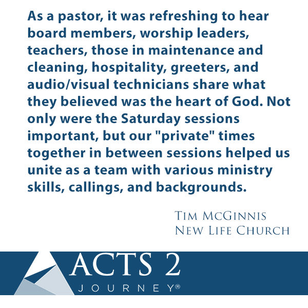 The @Acts2Journey features a process engaged by a pastor &amp; a vision team to create a individualized plan for their church.