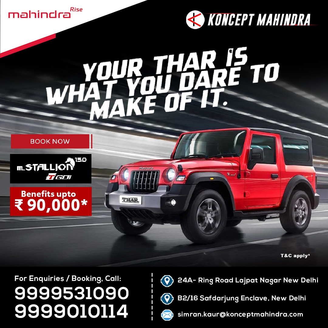 Get ready to unleash your spirit of adventure with the #MahindraThar🚘. Designed to tackle the toughest terrains and provide an exhilarating driving experience, the Thar is the ultimate companion for those who dare to explore the great outdoors.
.
👉 Book a #TestDrive now!